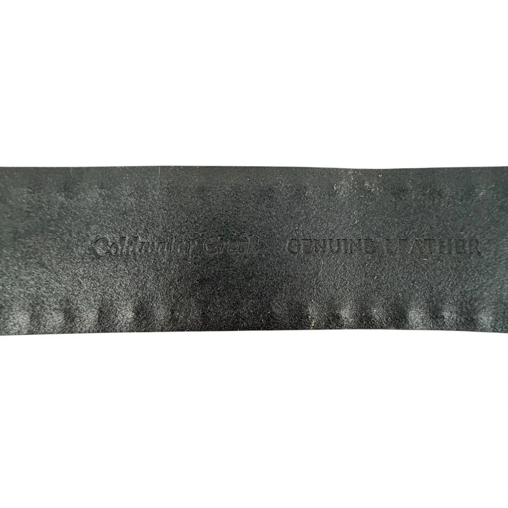 Coldwater Creek Perforated Wide Belt Womens Medium Black Leather Silver Buckle